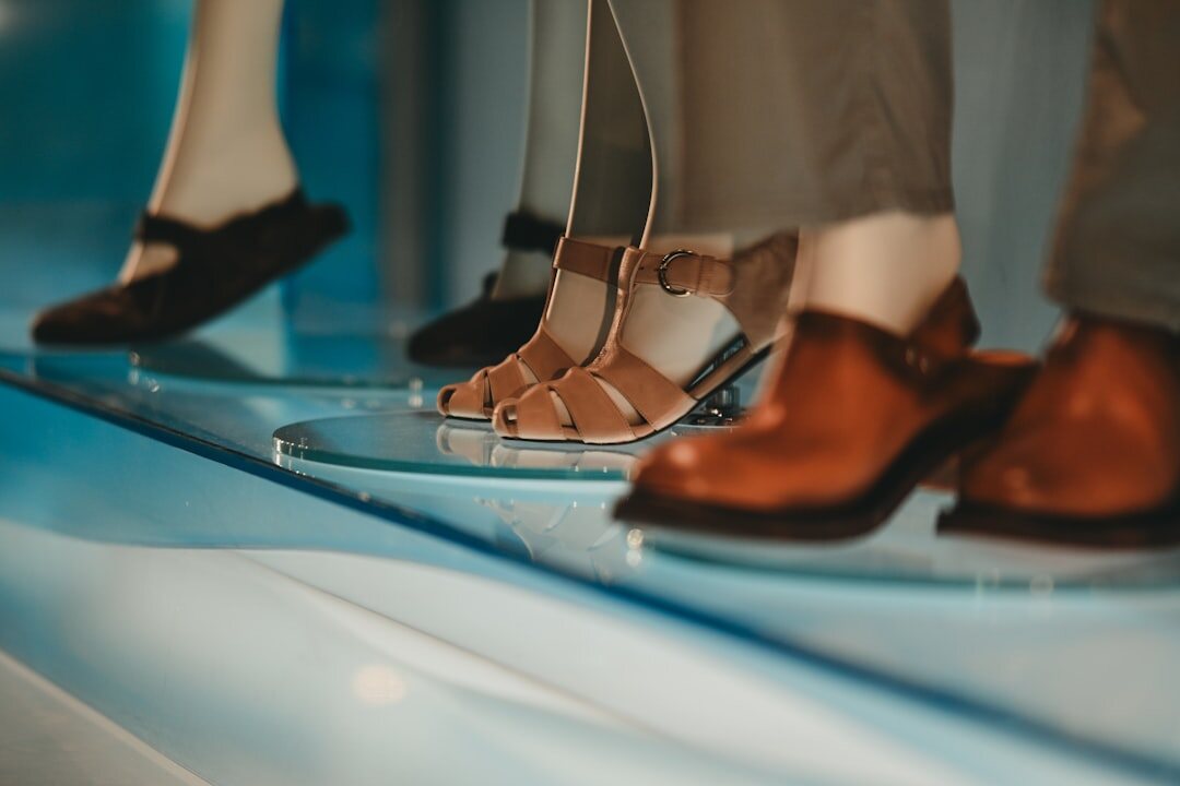 luxury shoes on display